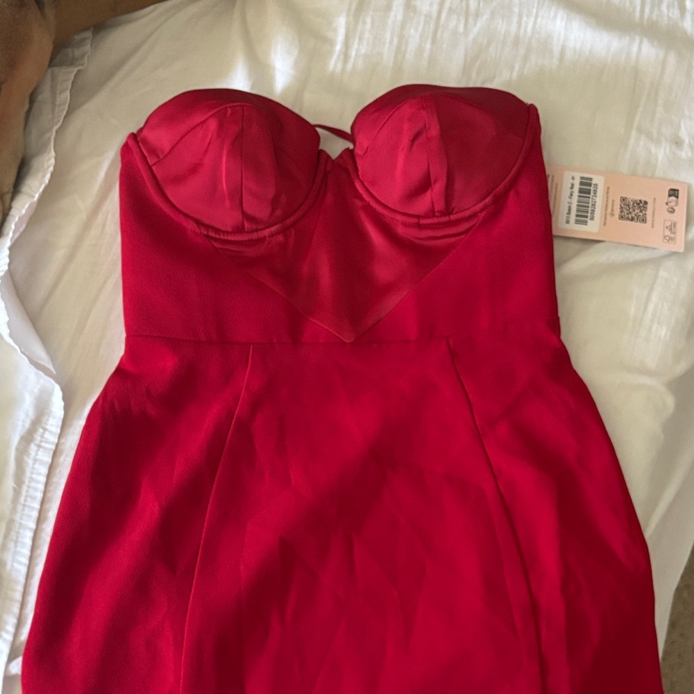 Oh Polly Mini Lace Up Red Homecoming Dress